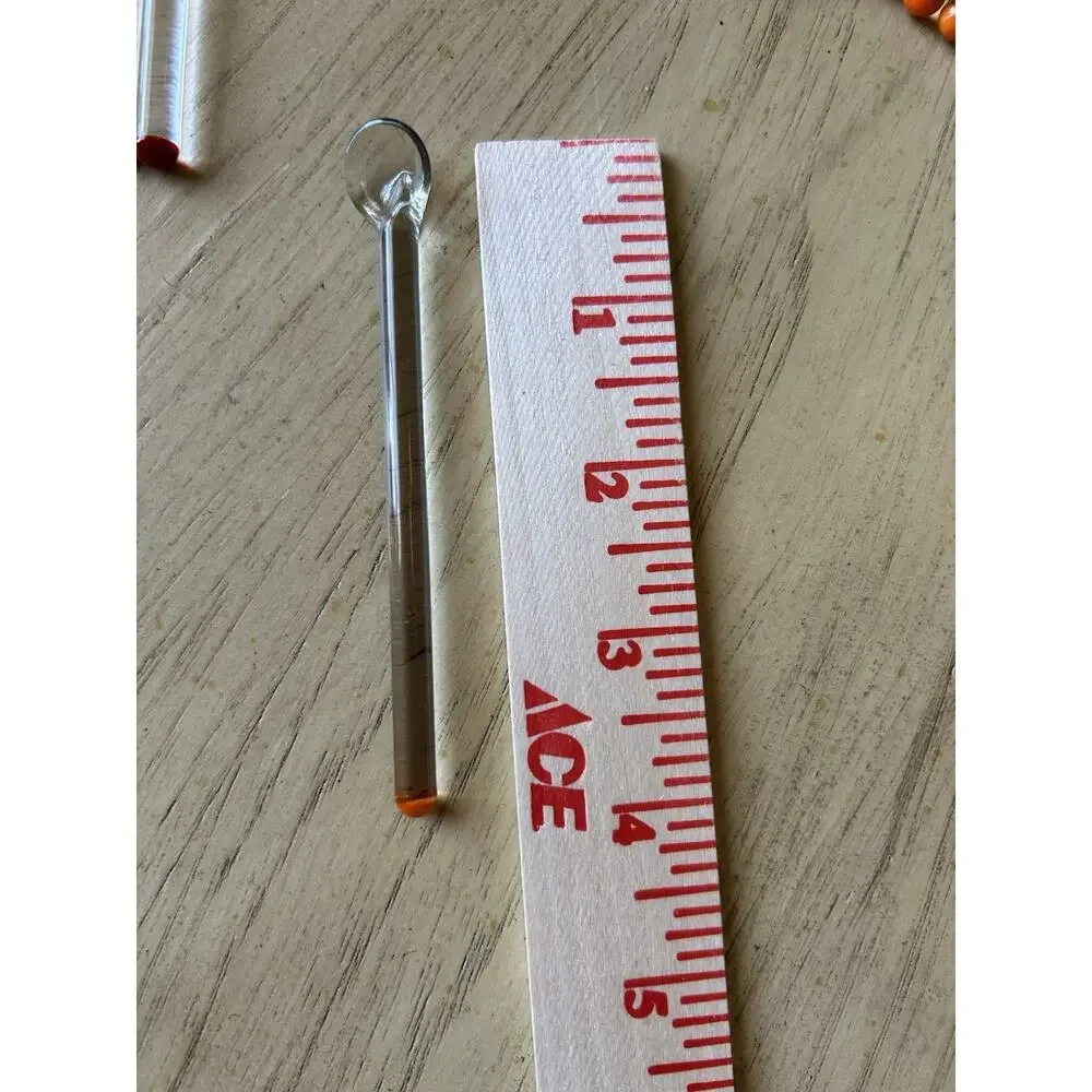 Vintage Glass Cocktail Stirrers Scoop Stir Stick 37 Set Long Red & Orange Tipped